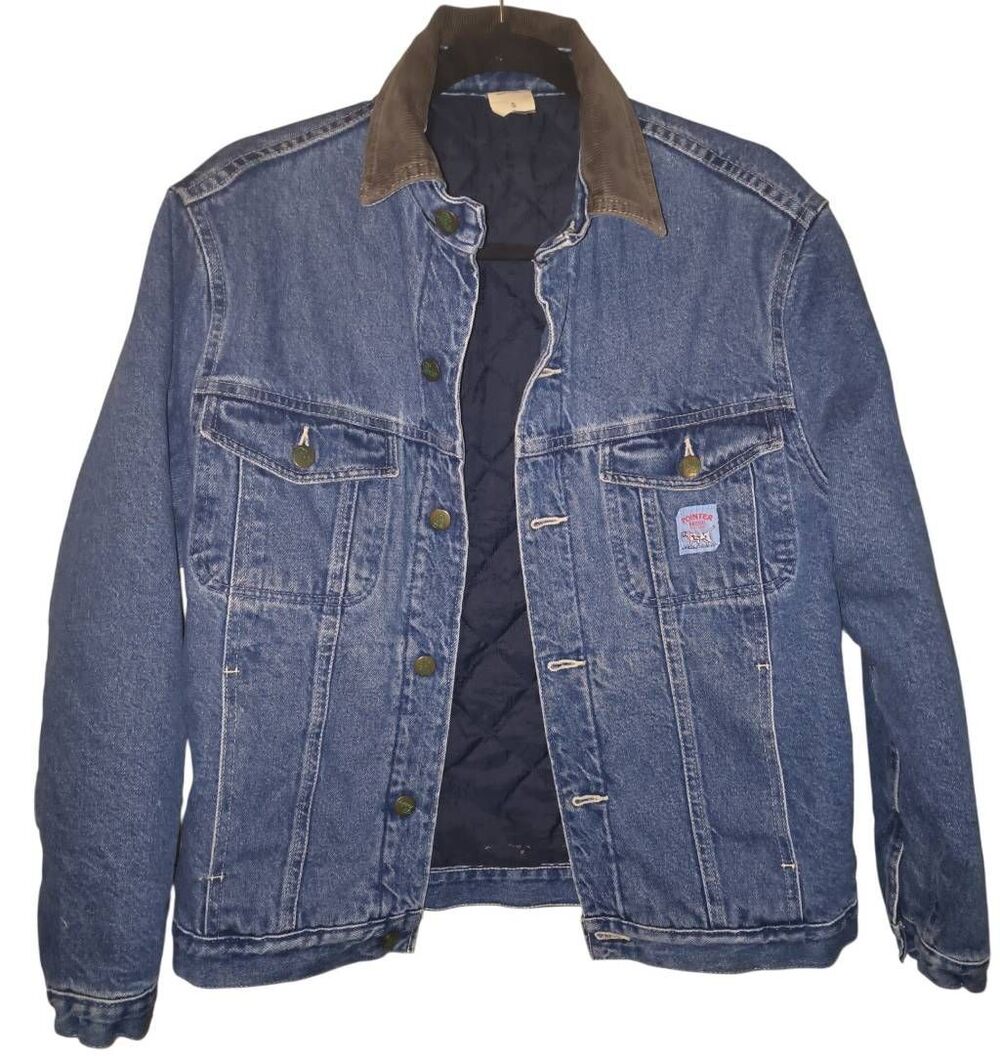 Vintage Pointer Brand Quilt Lined Denim Chore Coat Barn Jacket Size Small See Me